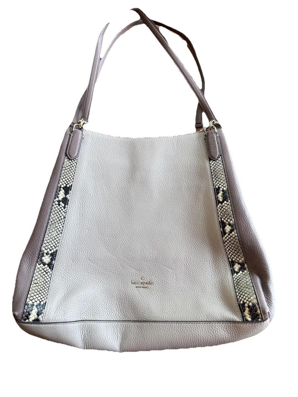 Kate Spade Jackson Mixed Material Mauve Triple Compartment Shoulder Bag Work
